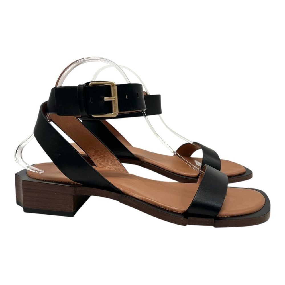 Simkhai Turner Black Leather Block Heel Minimalist Sandals Women’s 39 - Picture 3 of 15